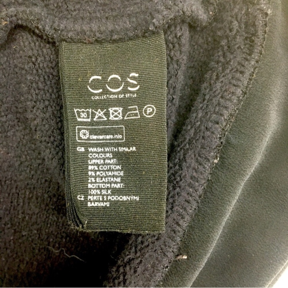 COS Black Long Sleeve Crewneck Sweatshirt Silk Accent Size: Small - Picture 12 of 15